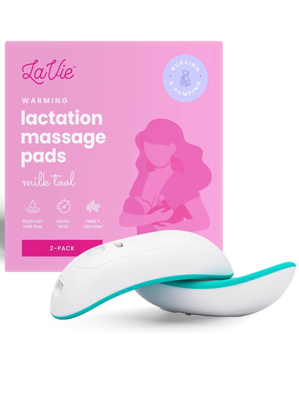 LaVie White & Teal Lactation Massage Pads - 2 Pack